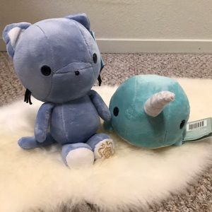 Sold Cat and narwhal plushie set|pickuponly